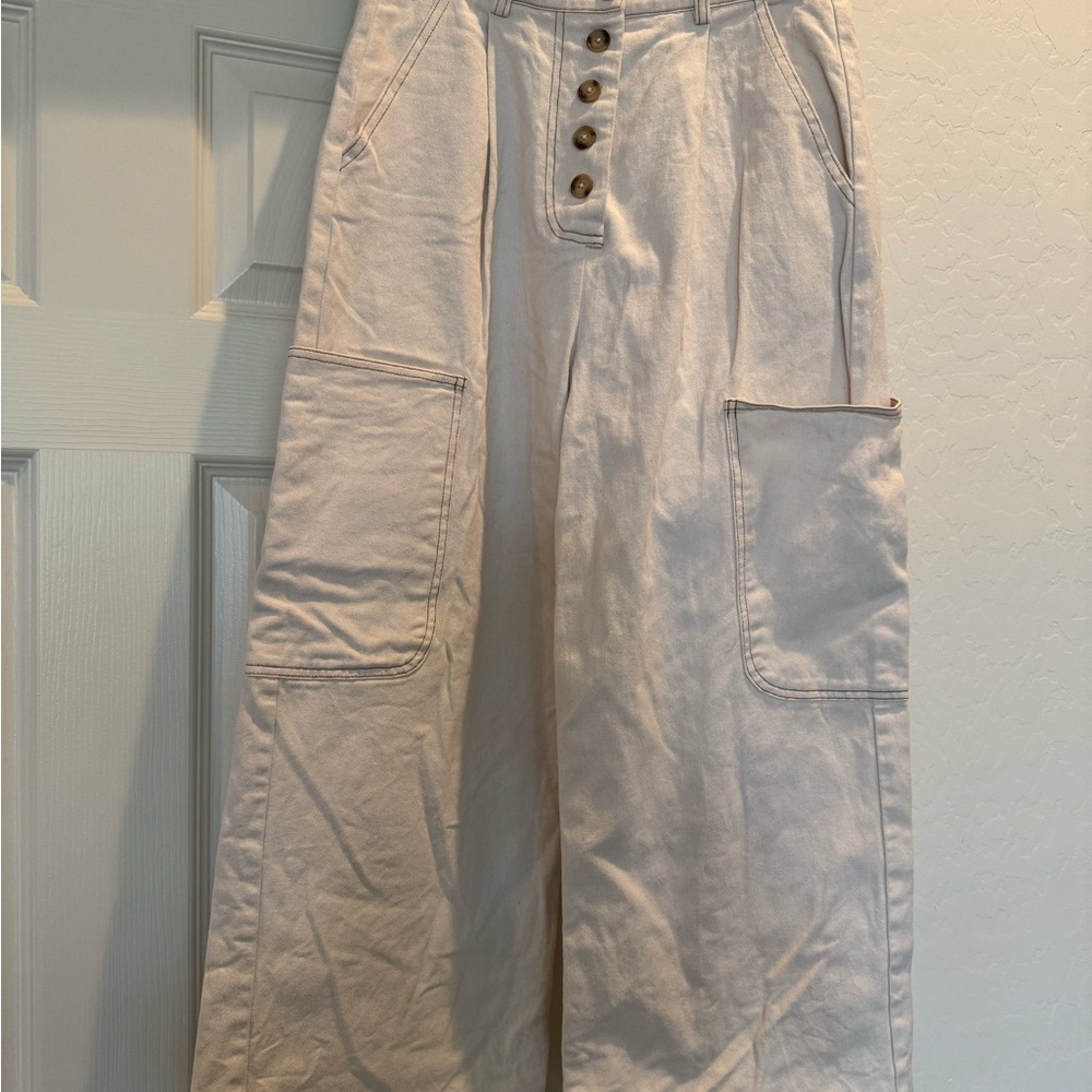 Mod Ref THE AVENUE Cotton Wide Leg Pant Size Medium Button Fly